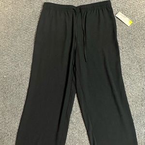 Valerie Stevens Black Fringe Capri Cropped Pants Size Medium New